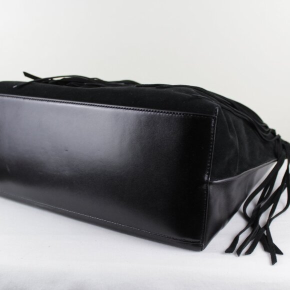 Rebecca Minkoff - Megan Black Suede and Leather Shopper Tote with fringe - Picture 3 of 8
